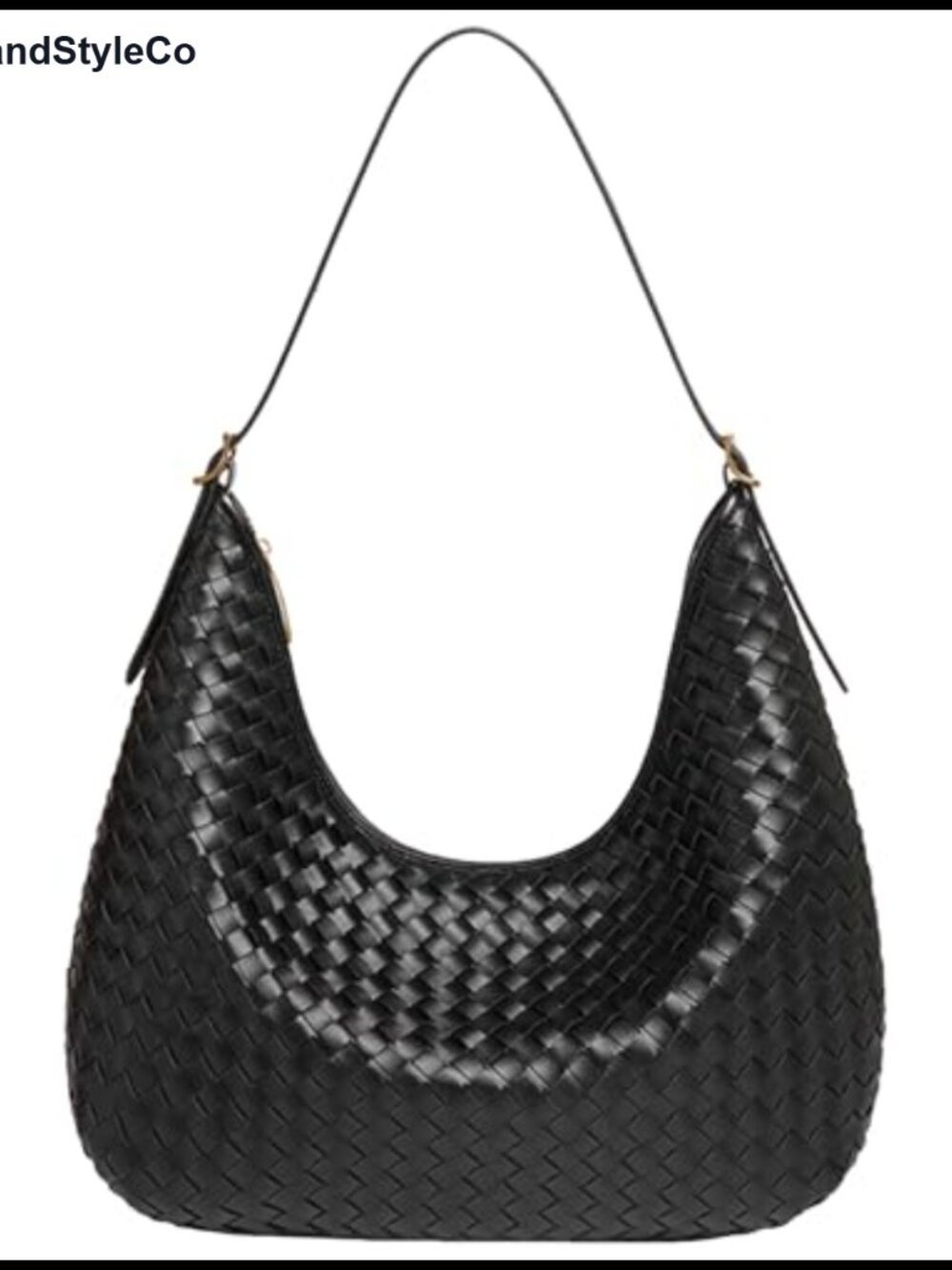 Woven Faux Leather Shoulder Bag Hobo Purse Tote with Zipper